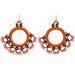 Fanfare in Orange,'Handcrafted Orange Cotton Dangle Earrings with Fan Motif'