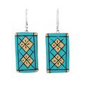 Bollywood Kites,'Geometric Ceramic Dangle Earrings Crafted in India'