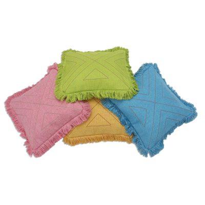 Triangle in Pastels,'Triangle Pattern 100% Cotton Cushion Cover Set of 4'