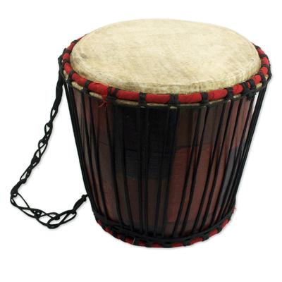 Dramatic,'Handcrafted Tweneboa Wood Bongo Drum from Ghana'