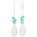 Misty Green,'Rainbow Moonstone and Green Onyx Dangle Earrings from India'