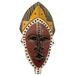 Hand Carved Sese Wood and Brass African Wall Mask from Ghana 'Ayomide'