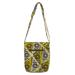 Triangle Happiness,'Batik Cotton Sling Handbag in Gold and Alabaster from Ghana'
