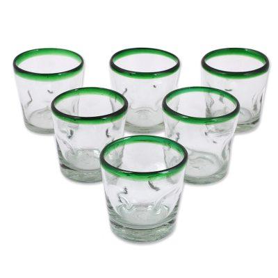 'Lime Freeze' (set of 6) - Handblown Glass Recycled Tumbler Juice Glasses Set of 6