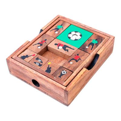 Football Escape,'Handcrafted Raintree Wood Sliding Football Game'