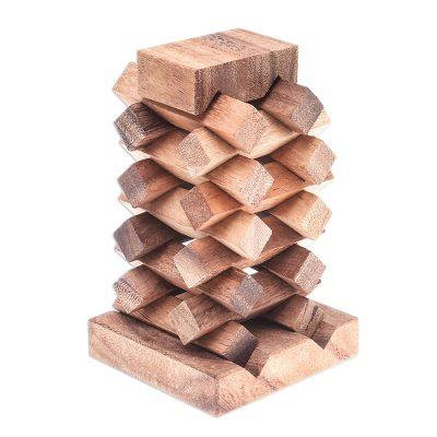 Tower of Pisa,'18-Piece Raintree Wood Tower Puzzle from Thailand'