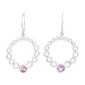 Bubble Wreath,'Round Bubble Like Silver Earrings with Amethysts'