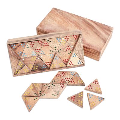 Triple Threat,'Wood 3-Sided Domino Set Crafted in Thailand'