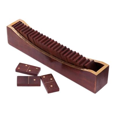Classic Entertainment,'Beech Wood Classic Domino Set with Mango Wood Holder'