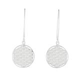 Fractal Circle,'Thai Sterling Silver and Cubic Zirconia Dangle Earrings'