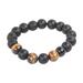 Bold Is Beautiful,'Tiger's Eye Matte Black Recycled Glass Bead Stretch Bracelet'