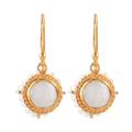 White Harmony,'22k Gold Plated Rainbow Moonstone Cultured Pearl Earrings'