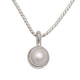 Round Luxury in White,'White Cultured Pearl Pendant Necklace from Bali'