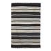 Ivory Lines,'Handloomed Striped Wool Area Rug in Ivory and Black (5x8)'