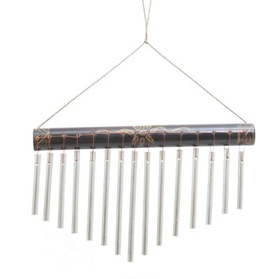 Melodic Blossom,'Bamboo and Aluminum Floral Wind Chimes from Bali'