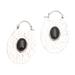 Oval Shadow,'Hammered Sterling Silver Oval Hoop Earrings with Black Onyx'