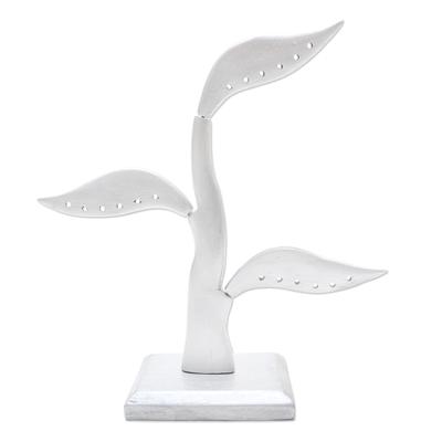 'Silver Jempinis Wood Leaf-Themed Jewelry Holder (10 Inch)'