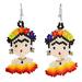 Frida in Red and Yellow,'Handmade Beaded Earrings on Sterling Silver Hooks'