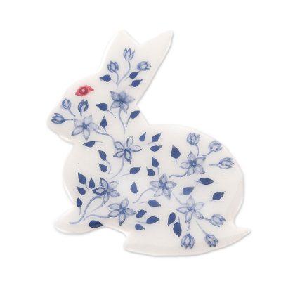 Blue and White Floral Rabbit,'Bunny Rabbit Brooch ...