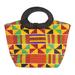 'Multi-Colored Kente Cloth Handbag with Ebony Wood Handle'