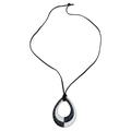 Monochrome Magic,'Adjustable Black and White Ceramic Teardrop Pendant Necklace'