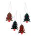 Starlit Tree,'Mahogany Wood Hand Painted Tree Ornaments (Set of 4)'