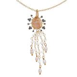 'Multi-Gemstone Pendant Necklace with 14k Gold-Plated Chain'