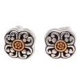 Curling Flower,'Floral 18k Gold Plated Sterling Silver Stud Earrings'