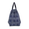 Indigo Maze,'Indigo Blue Batik Cotton Square Motif Drawstring Backpack'