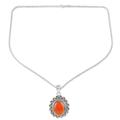Crimson Spell,'Sterling Silver and Red Onyx Pendant Necklace from India'