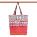 Pink Vacation,'Hmong Cross-Stitch Cotton-Blend Tote Bag'