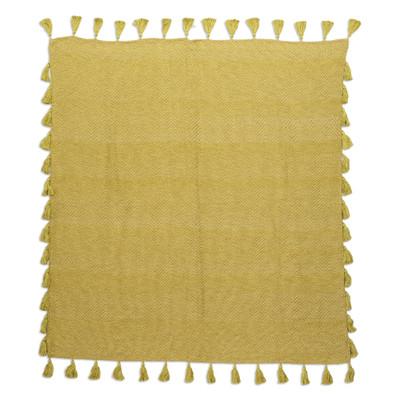 Chic Chartreuse,'Handwoven Geometric Cotton Throw ...