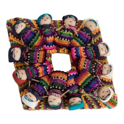 'Diamond-Shaped Cotton Worry Doll Magnet from Guatemala'