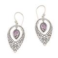 Pair of Pairs,'Balinese Sterling Silver Dangle Earrings Amethysts'