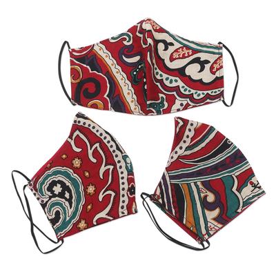 Red Rainbow,'Hand Crafted Cotton Face Masks from B...