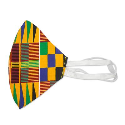 'Ghanaian African Kente Print Cotton 2-Layer Ear Loops Mask'
