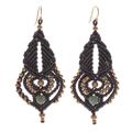 Heaven Can Wait,'Gold-Accented Jade Macrame Earrings'