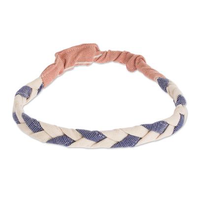 Solola Sky,'100% Cotton Handwoven Braided Blue & White Head Band'