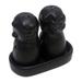 Dark Felines,'Ceramic Cat Salt and Pepper Set in Black Hues Made in Bali'