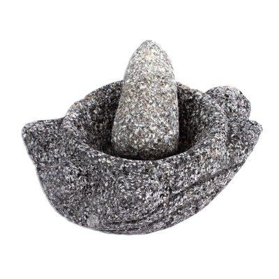 Turtle Tradition I,'Turtle Shaped Basalt Mortar and Pestle'