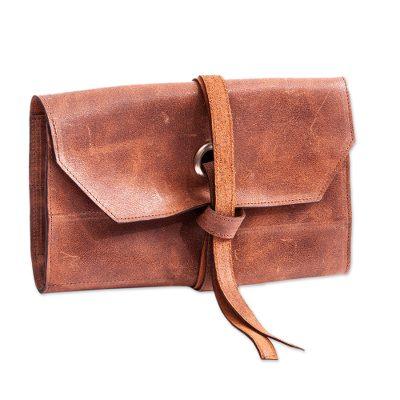 Ready for the Job,'Artisan Crafted Tobacco Brown Leather Small Tool Roll Bag'