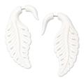 Heaven Feathers,'Balinese Hand-Carved Drop Earrings in Natural Color'