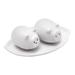 Portly Pigs in White,'Matte White Ceramic Pig Salt and Pepper Shakers with Tray'