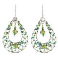 Green Drop Sparkle,'Double Drop Dangle Earrings with Green Crystals and Filigree'