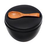 Midnight Meal,'Divided Ceramic Condiment Bowl with Teak Spoon (3 Pcs)'