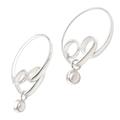 Love Ocean,'Sterling Silver and Cultured Pearl Hoop Earrings'