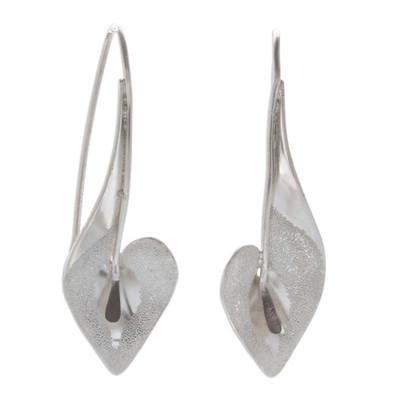Calla Elegance,'Textured and Matte-Finished Calla Lily Drop Earrings'