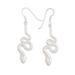 Sinuous Slyness,'Silver Snake Dangle Earrings in a Polished Finish'