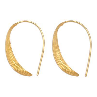 Growing Grass,'18k Gold-Plated Modern Drop Earrings Crafted in Bali'