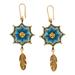 '18k Gold-Plated Dangle Earrings with Handwoven Design'